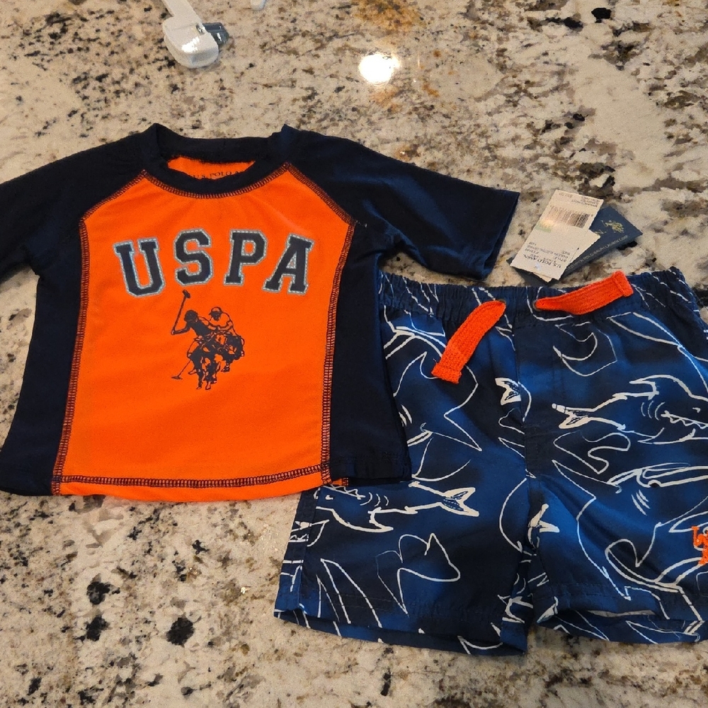 U.S. Polo Assn. Kids Swim Set - Orange and Blue